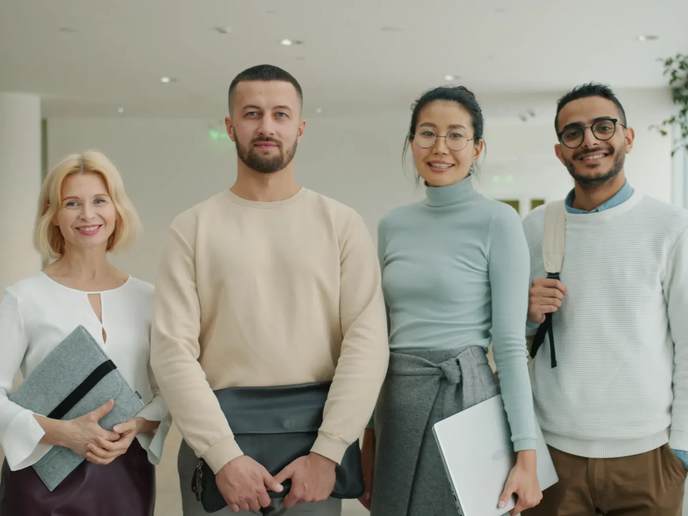 The team standing together in the office