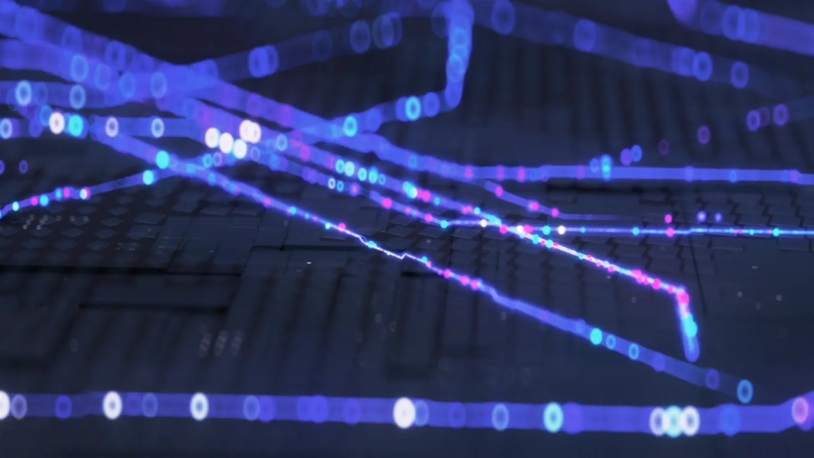 Abstract visualisation of data moving across a network