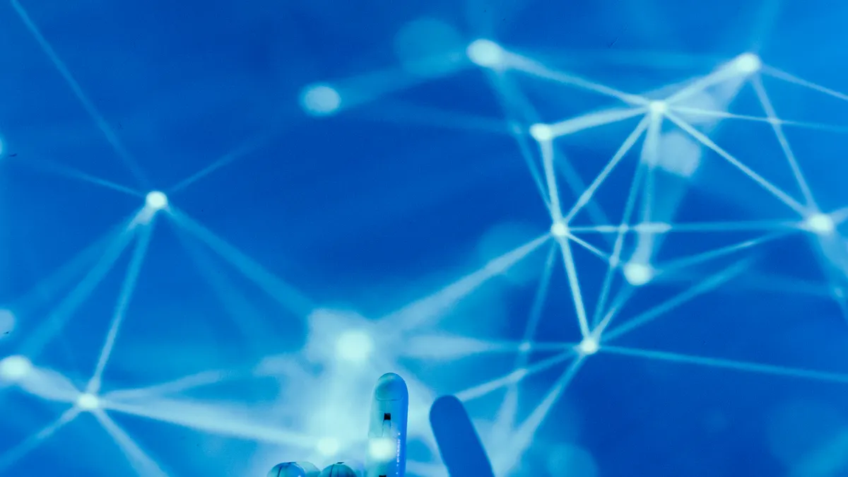 Abstract visualisation of a secured, interconnected network